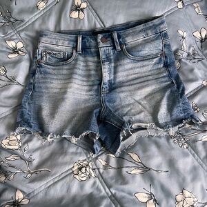 Buckle Blue Jean Shorts for Women